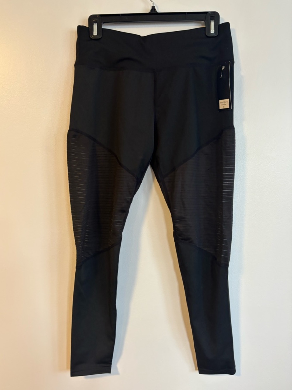 Kimberly C Mesh Stripe yoga leggings in black size Large